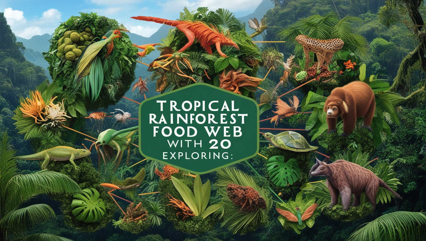 Tropical Rainforest Food Web with 20 Organisms